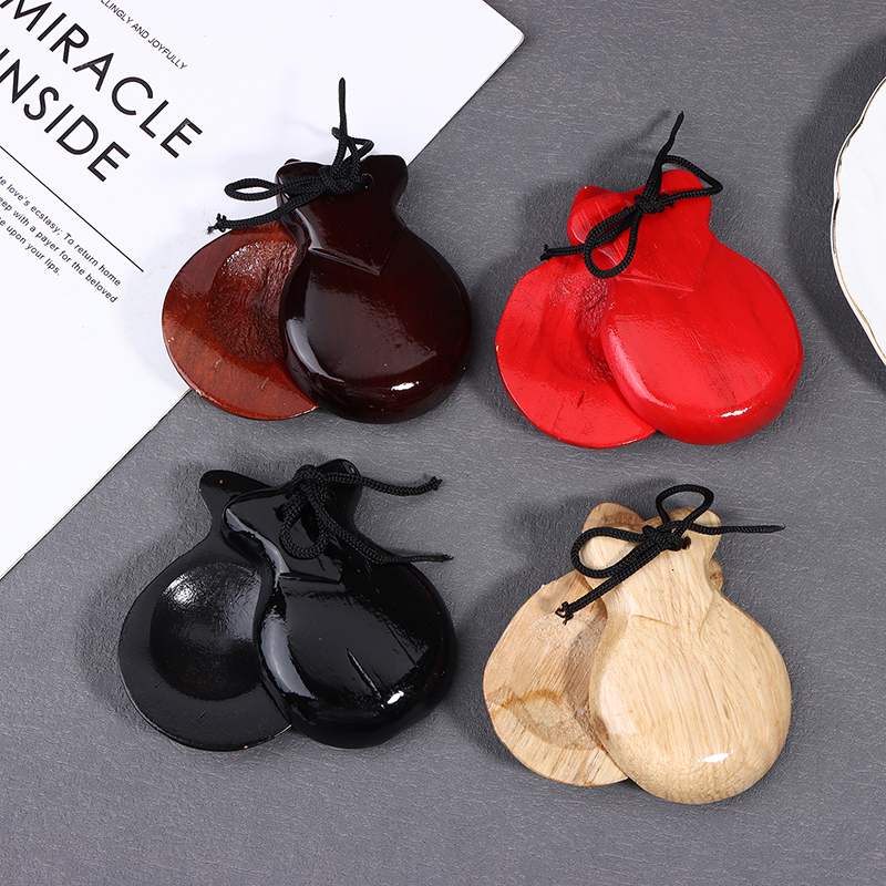 Castanet Flamenco - F】2Pcs Traditional Castanet Wood Spanish Castanets