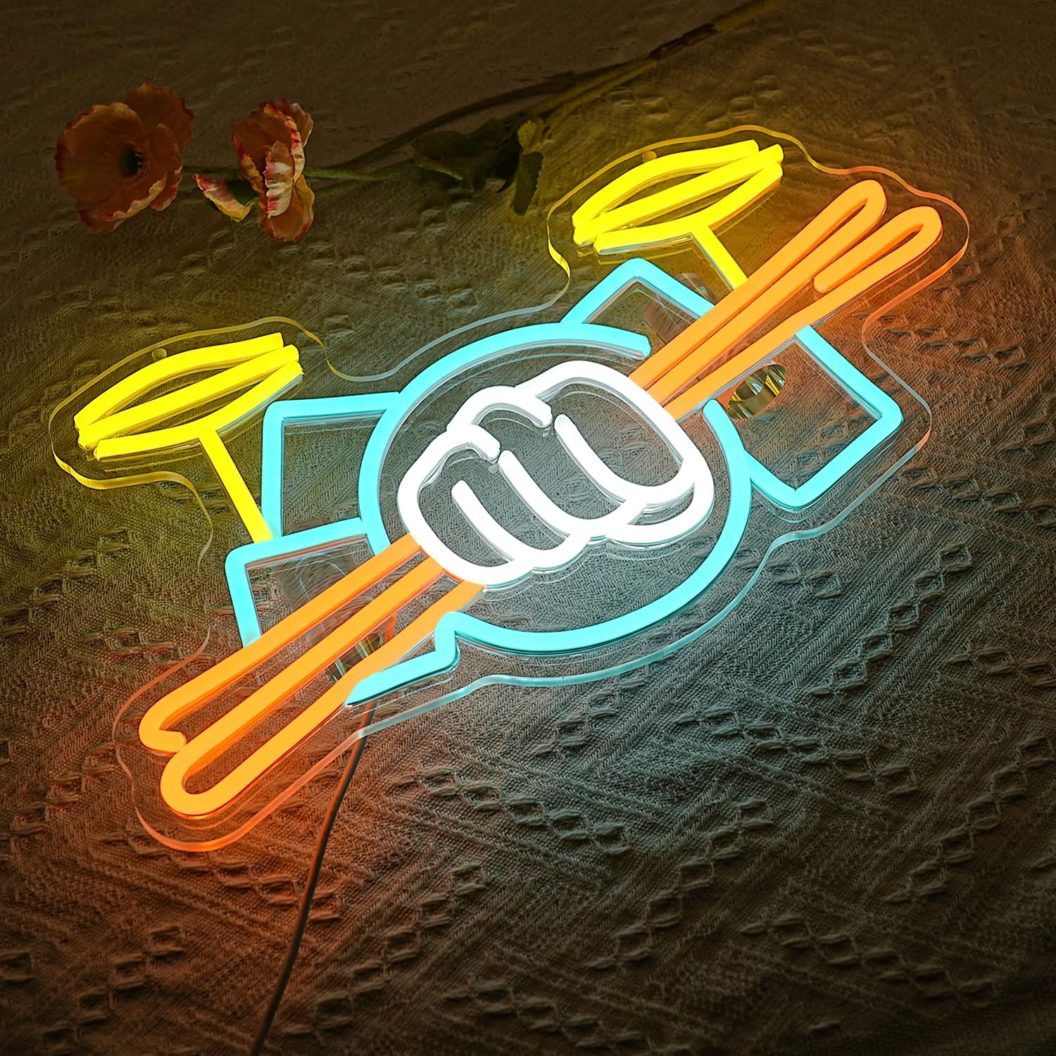 Drum Set Neon Sign USB Powered - огляд і ціна Musical Instrument With A