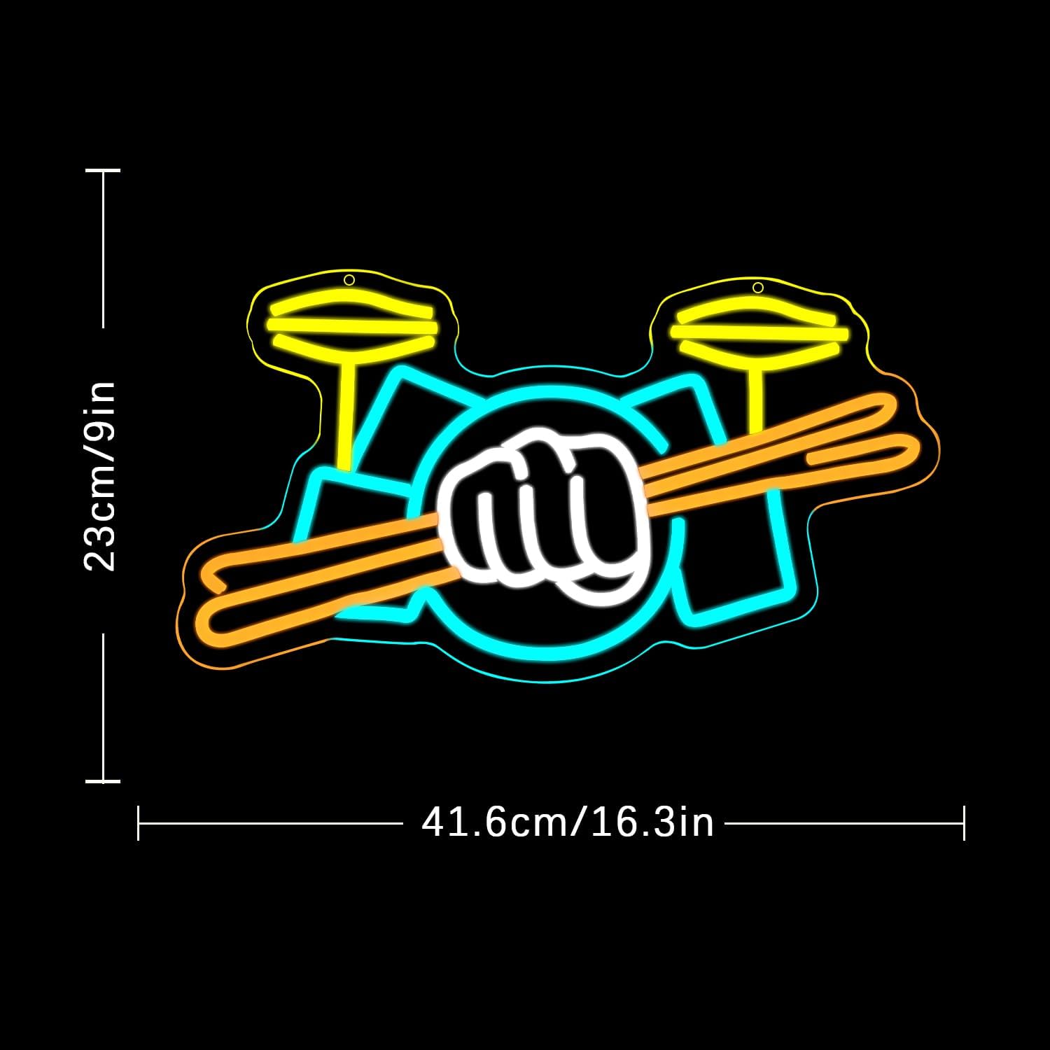 Drum Set Neon Sign USB Powered - огляд і ціна Musical Instrument With A